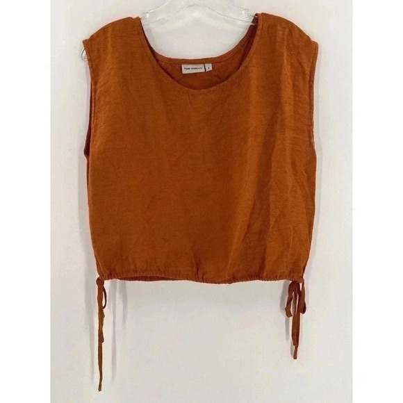 THE ODELLS ANTHROPOLOGIE DISTRESSED BACK CUT OUT BROWN SLEEVELESS TOP SMALL - Picture 3 of 10